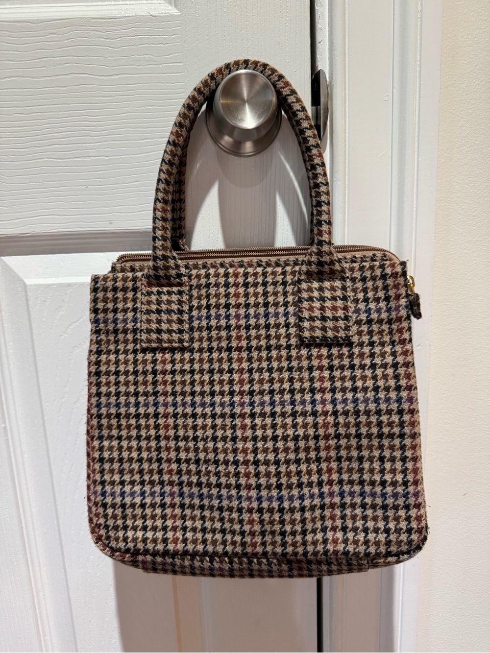 J. Crew Multicolor Houndstooth Tweed Tote